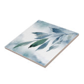 Indigo Blue Green Abstrakte Blätter Fliese (Seite)