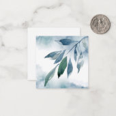 Indigo Blue Green Abstrakte Blätter Mitteilungskarte (Vorderseite/Rückseite Beispiel)