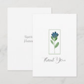 Indigo Blue, Green Watercolor Abstrakte Blume Dankeskarte (Vorne/Hinten)