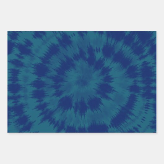 Indigo Blue Hippie Gefärbte Krawatte Abstract Desi Geschenkpapier Set (Vorderseite 3)
