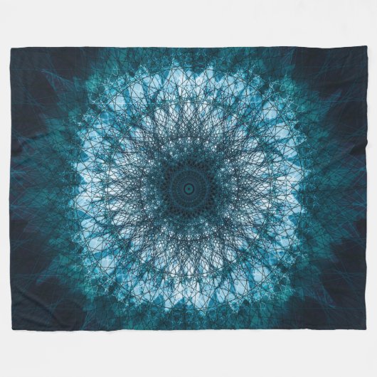Indigo Blue Mandala Fleecedecke (Vorderseite (Horizontal))