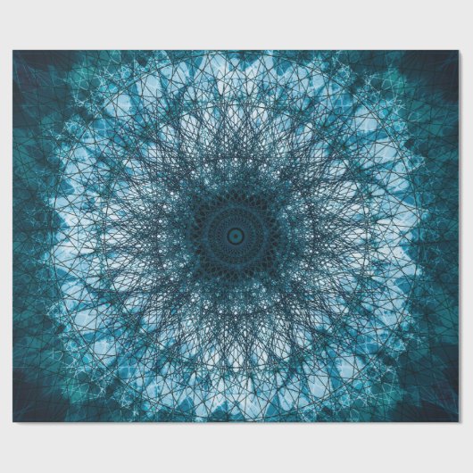 Indigo Blue Mandala Geschenkpapier (Flach)