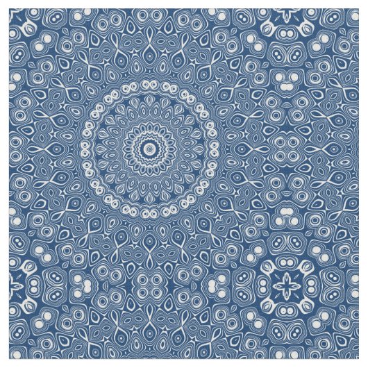 Indigo Blue Mandala Pattern Stoff (Nahaufnahme)
