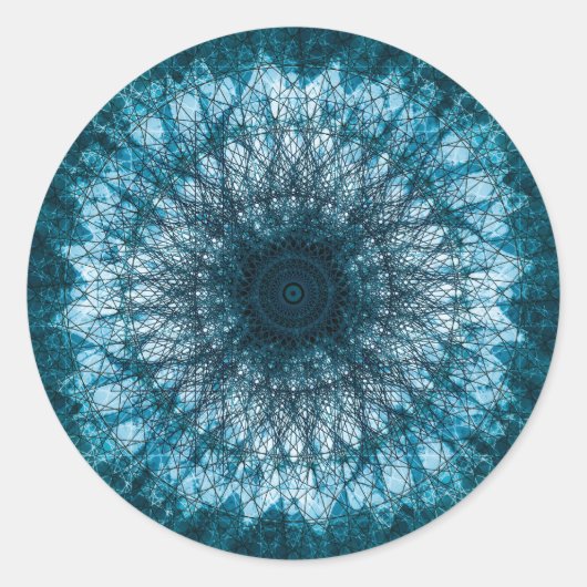 Indigo Blue Mandala Runder Aufkleber (Vorderseite)