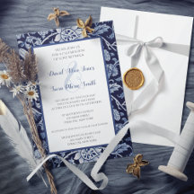 Indigo Blue Meadow Wildblumen Hochzeit Einladung