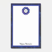Indigo Blue Outer Space Galaxy Mandala Monogram Post-it Klebezettel (Vorderseite)