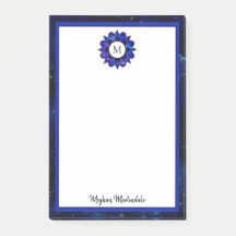 Indigo Blue Outer Space Galaxy Mandala Monogram