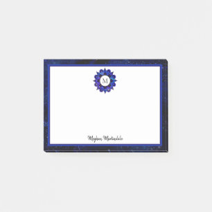 Indigo Blue Outer Space Galaxy Mandala Monogram Post-it Klebezettel