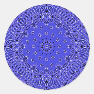 Indigo Blue Paisley Western Bandana Scarf Print Runder Aufkleber