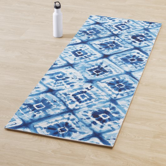 Indigo Blue Pattern Shibori Gefärbte Krawatte Abst Yogamatte (Beispiel)