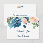 Indigo Blue Peach Rose Hochzeit Vielen Dank Dankeskarte (Vorne/Hinten)