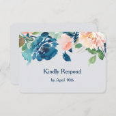 Indigo Blue Peach Rose Wedding RSVP (Vorne/Hinten)
