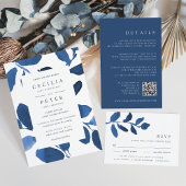 Indigo Blue QR Code UAWG & Hochzeitdetails Begleitkarte
