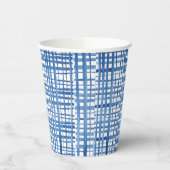 Indigo blue Shibori Japanisches Aquarellgitter Pappbecher (Links)