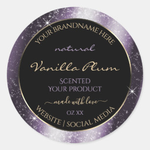 Indigo Blue Sparkle Glitzer Frame Produktetikett Runder Aufkleber