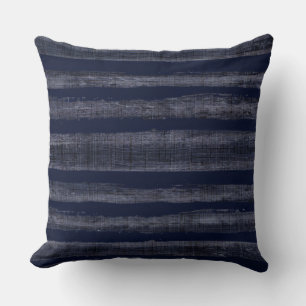 Indigo Blue Stripes Nautical Kissen