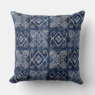 Indigo Blue Throw Pillow Kissen