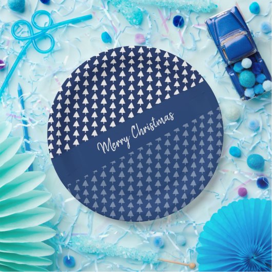 Indigo Blue Tree Watercolor Art Pappteller (Party)