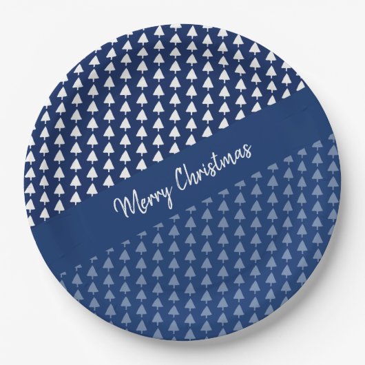 Indigo Blue Tree Watercolor Art Pappteller (Vorderseite)