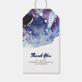 Indigo Blue und Lila Crystal Modern Water color Geschenkanhänger