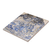 Indigo Blue Vintag Azulejo Antique Shabby Chic Fliese (Seite)