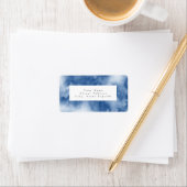 Indigo Blue Watercolor Abstrakt Adressaufkleber (Insitu)