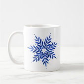 Indigo Blue Watercolor Abstrakt Snowflake Kaffeetasse (Links)