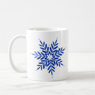 Indigo Blue Watercolor Abstrakt Snowflake Kaffeetasse