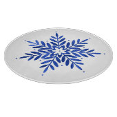 Indigo Blue Watercolor Abstrakt Snowflake Schneidebrett (Ecke)
