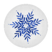 Indigo Blue Watercolor Abstrakt Snowflake Schneidebrett (Vorderseite)