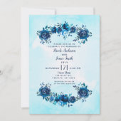 Indigo Blue Watercolor Blume Blumenhochzeit Einladung (Vorderseite)