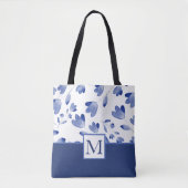 Indigo Blue Watercolor Blume Stems Tasche (Vorderseite)
