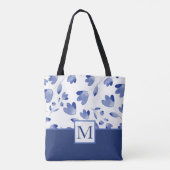 Indigo Blue Watercolor Blume Stems Tasche (Rückseite)