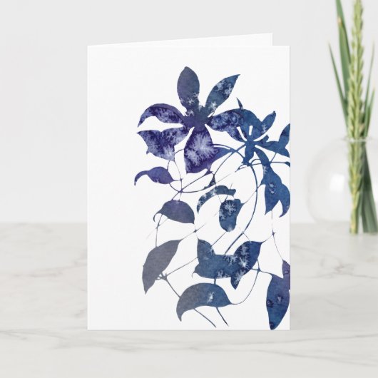 Indigo Blue Watercolor Clematis Blume Dankeskarte (Vorderseite)