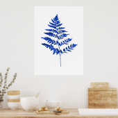 Indigo Blue Watercolor Fern Leaves Poster (Küche)