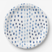 Indigo blue watercolor polka dots shibori japanese pappteller (Vorderseite)