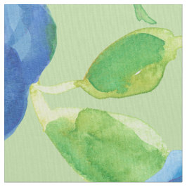 Indigo Blue Watercolor Rose Green Stoff