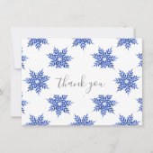 Indigo Blue Watercolor Snowflake Muster Dankeskarte (Vorderseite)