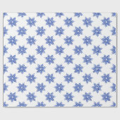 Indigo Blue Watercolor Snowflake Muster Geschenkpapier (Flach)