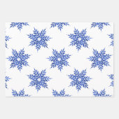 Indigo Blue Watercolor Snowflake Muster Geschenkpapier Set (Vorderseite 2)