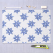 Indigo Blue Watercolor Snowflake Muster Seidenpapier (Handwerk)