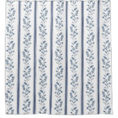 Indigo Blue Watercolor Streifen Duschvorhang (Vorderseite)