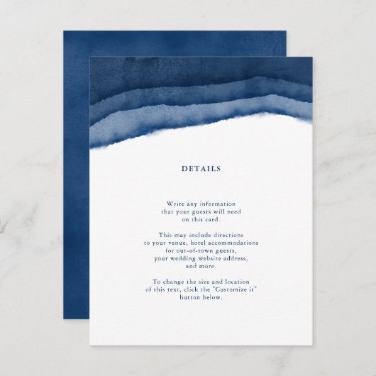 Indigo Blue Watercolor Wedding Insert / Directors (Vorne/Hinten)