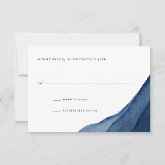 Indigo Blue Watercolor Wedding RSVP (Vorderseite)