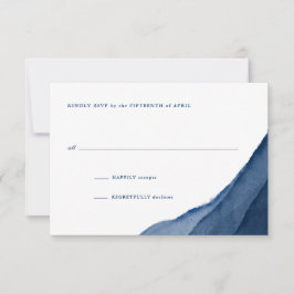 Indigo Blue Watercolor Wedding RSVP Karte