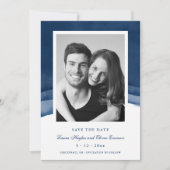 Indigo Blue Watercolor Wedding Save the Date Cards Einladung (Vorderseite)