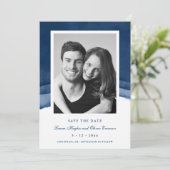 Indigo Blue Watercolor Wedding Save the Date Cards Einladung (Stehend Vorderseite)