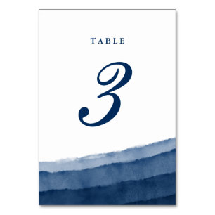 Indigo Blue Watercolor Wedding Tischnummer