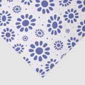 Indigo Blue White Daisy Blume Muster Seidenpapier (Detail)