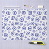 Indigo Blue White Daisy Blume Muster Seidenpapier (Handwerk)